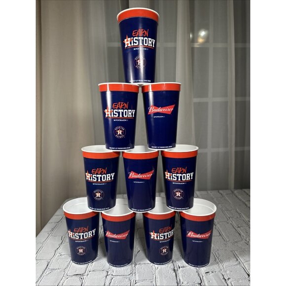 Houston Astros Earn History Postseason 17’ Budweiser Lot 10 Plastic Cups MLB NEW - Picture 1 of 11